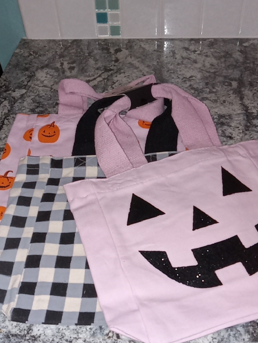 Set Of 3 lily + faye Halloween Canvas Totes